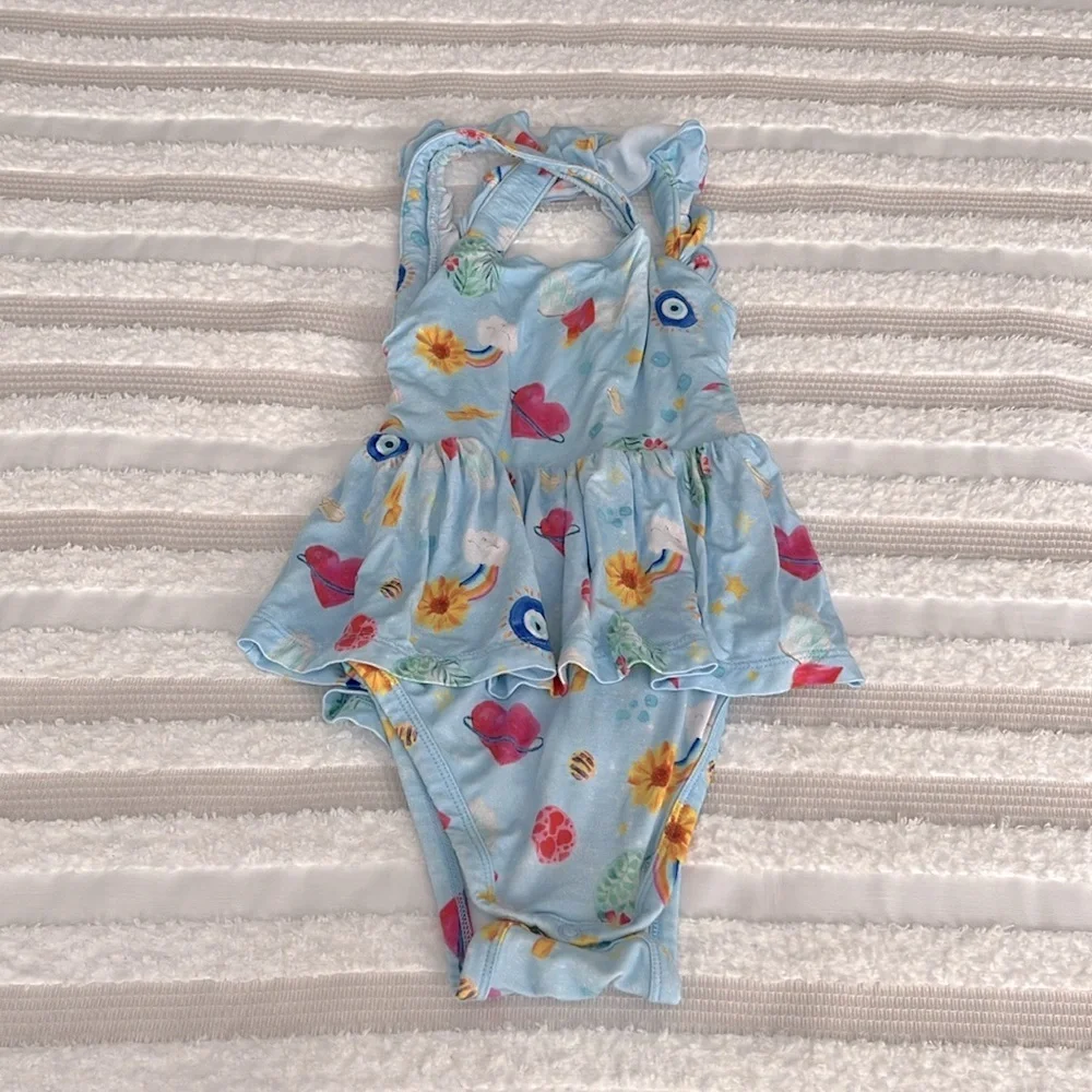 🩵Baby Blue Floral & Heart Bodysuit (12-18M) 🩵 - Picture 2 of 7